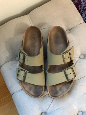 Birkenstock Unisex Two-Strap Sandals in Olive Green